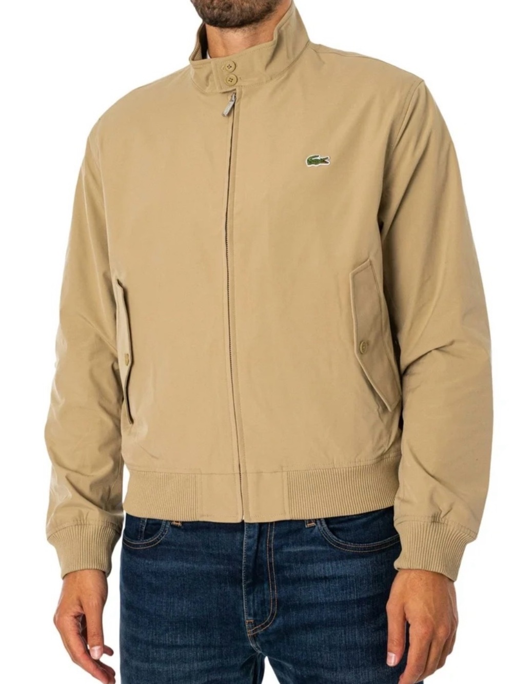 Lacoste Beige Men's Bomber Jacket with Crocodile Logo